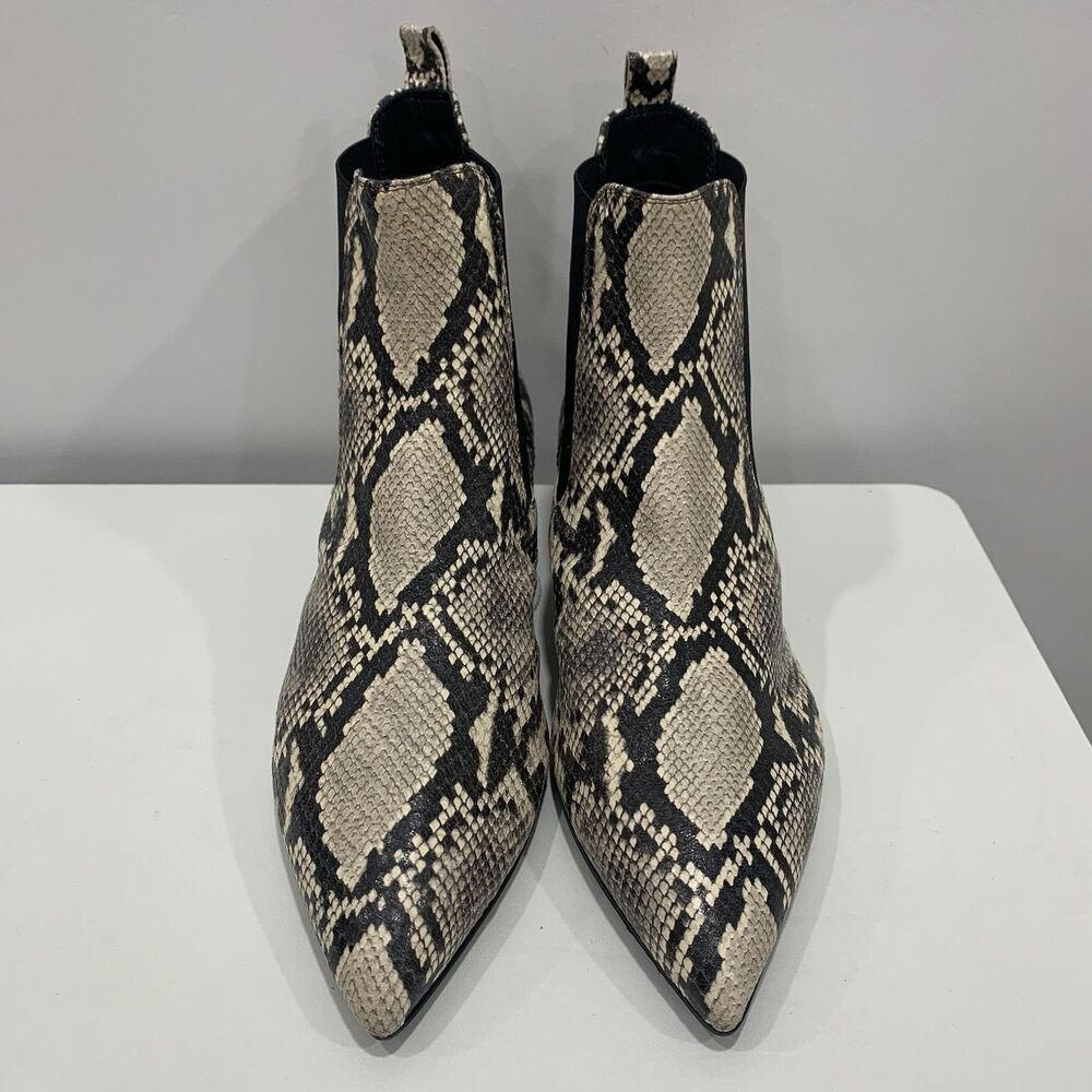 Janet And Janet Leather Womens 9.5/10 Italian Snakeskin Bootie Sz EU 40 Pointed